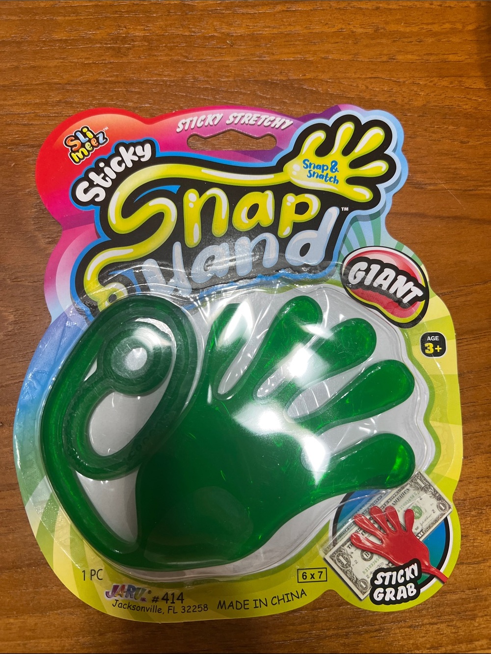 Sticky Snap Hand - Green Sticky Snap Wand New